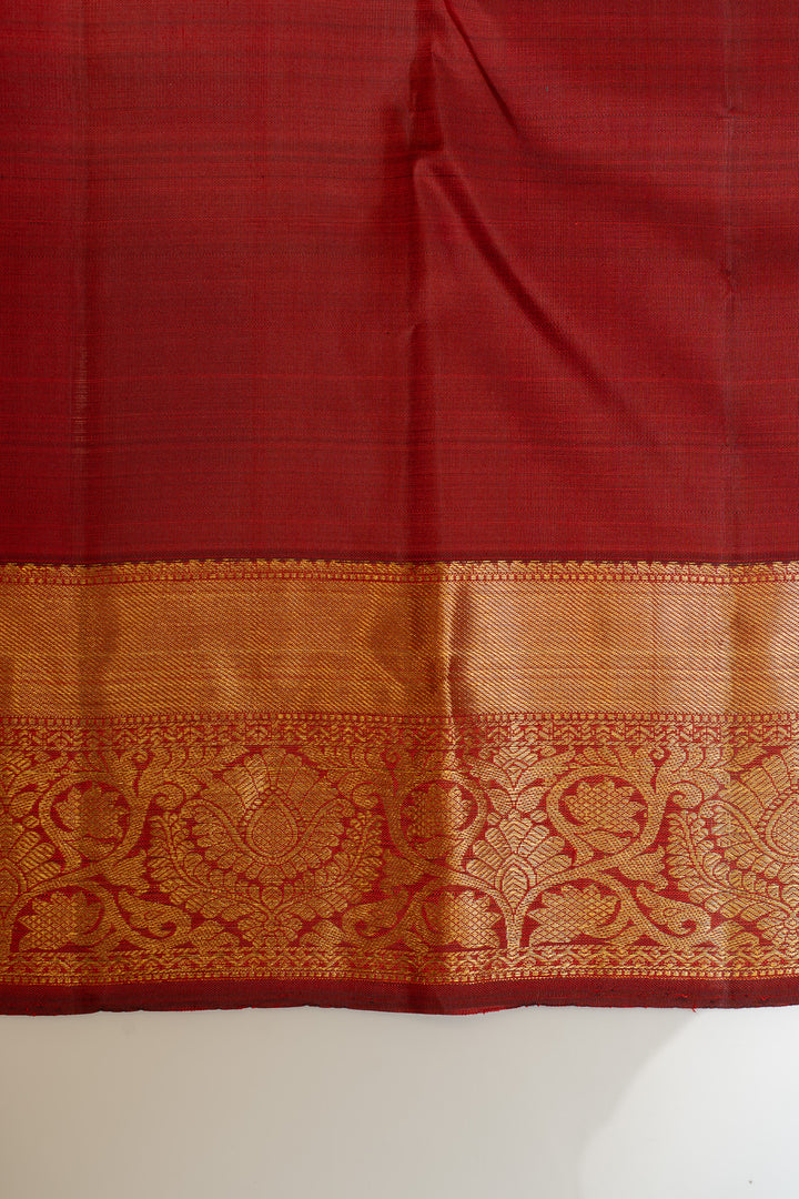 Orange and maroon traditional pure Kanchipuram silk saree