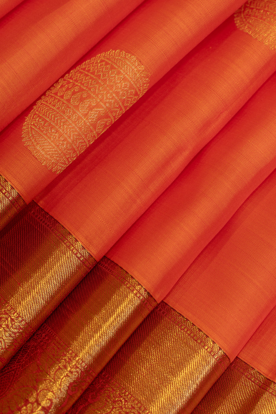 Orange and maroon traditional pure Kanchipuram silk saree