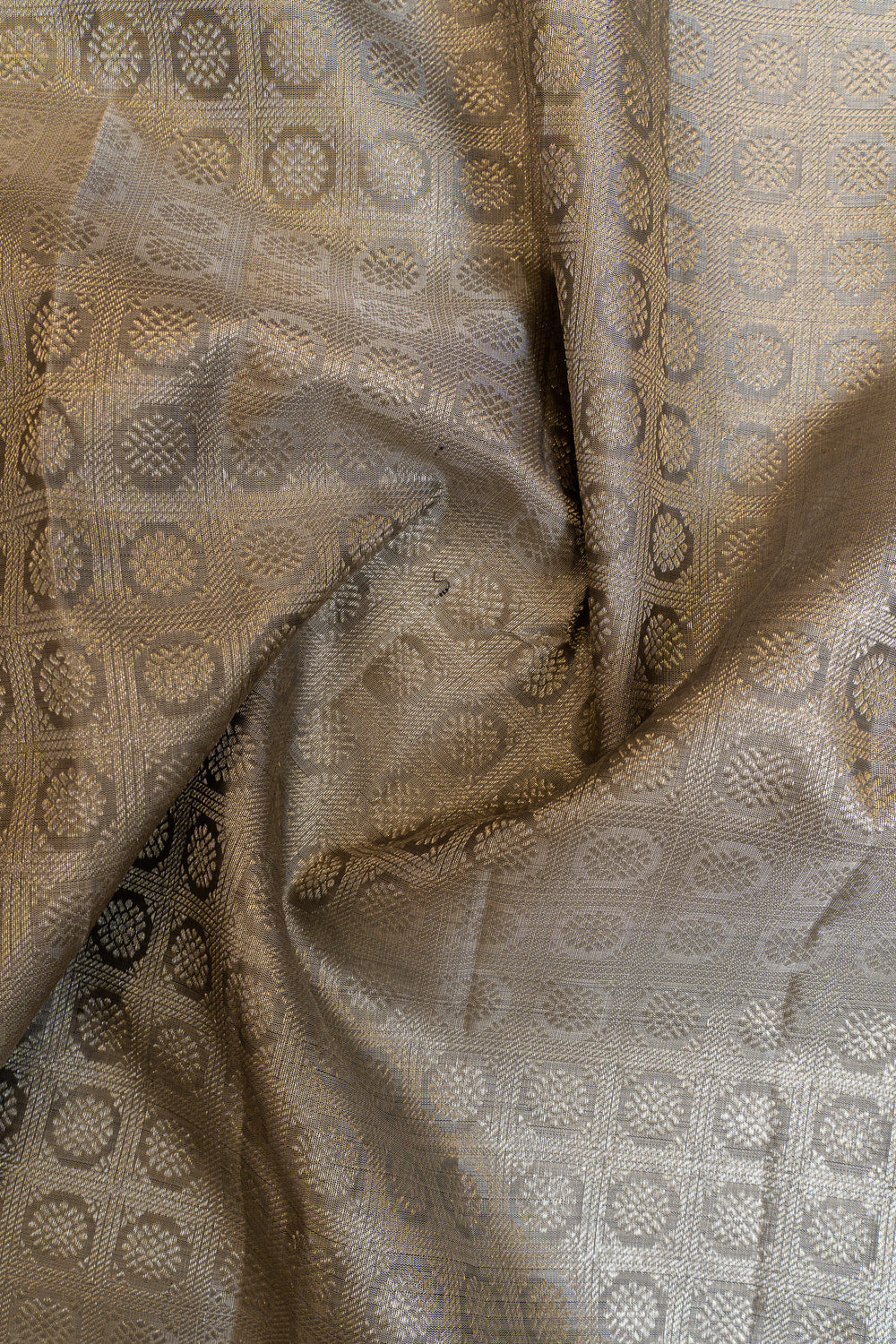 Grey and black brocade pure Kanchipuram silk saree