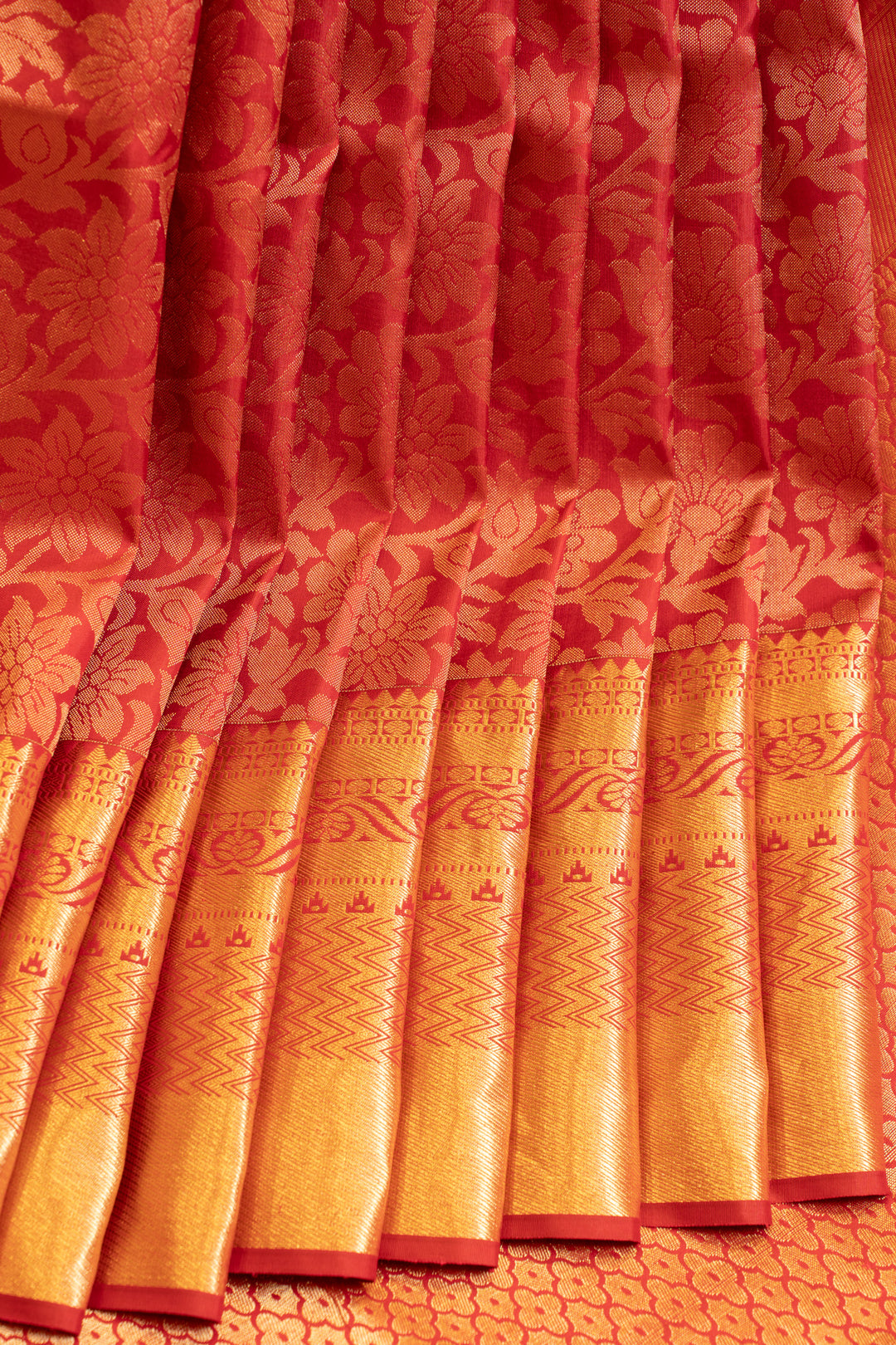 Maroon floral brocade pure Kanchipuram silk saree