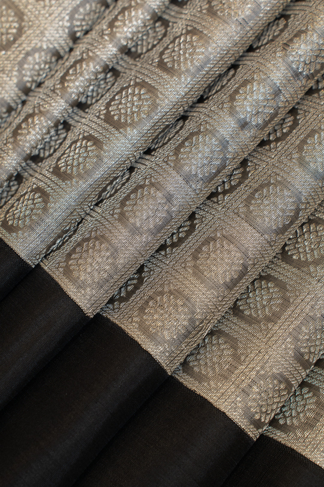Grey and black brocade pure Kanchipuram silk saree