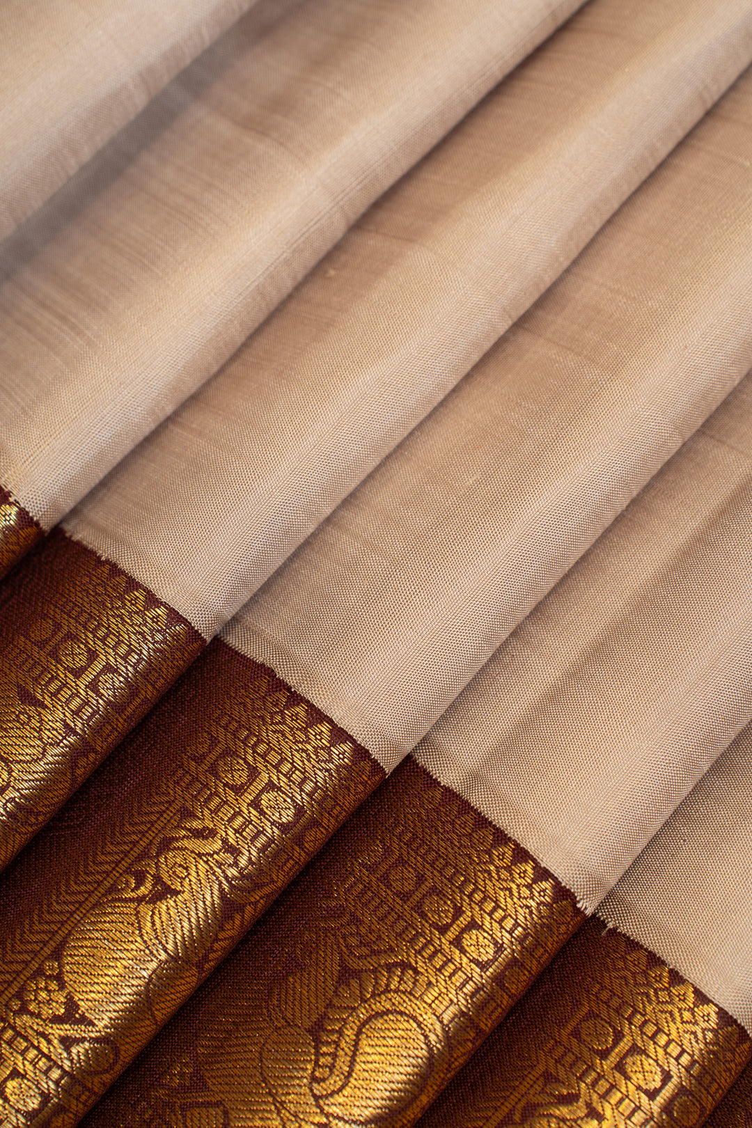 Platinum grey rational pure Kanchipuram silk saree