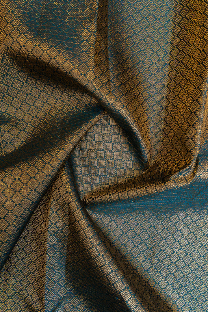 Maroon and blue vairaoosi checks pure Kanchipuram silk saree