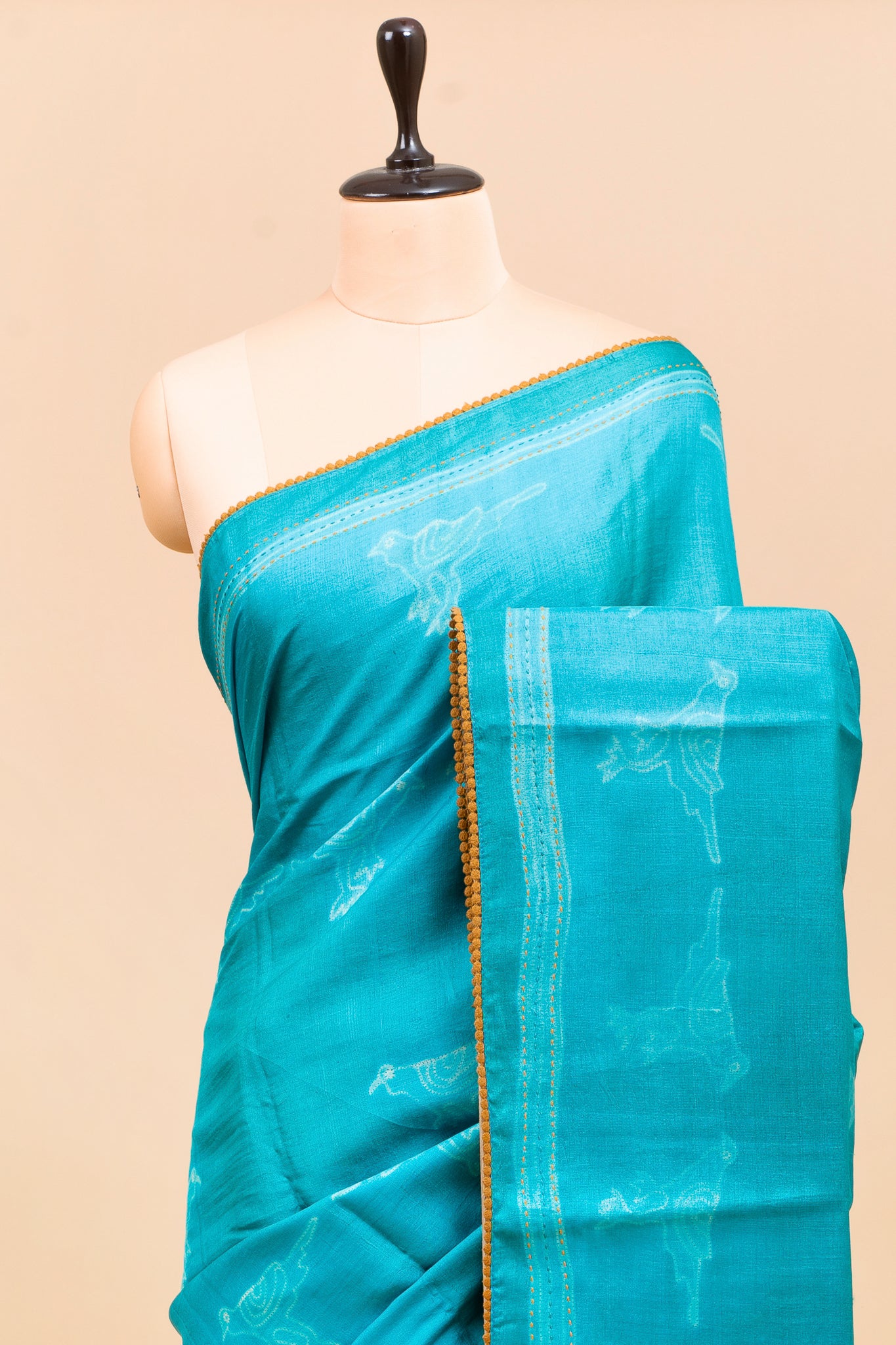 Ocean Blue and Mustard Pure Shibori Tussar Saree