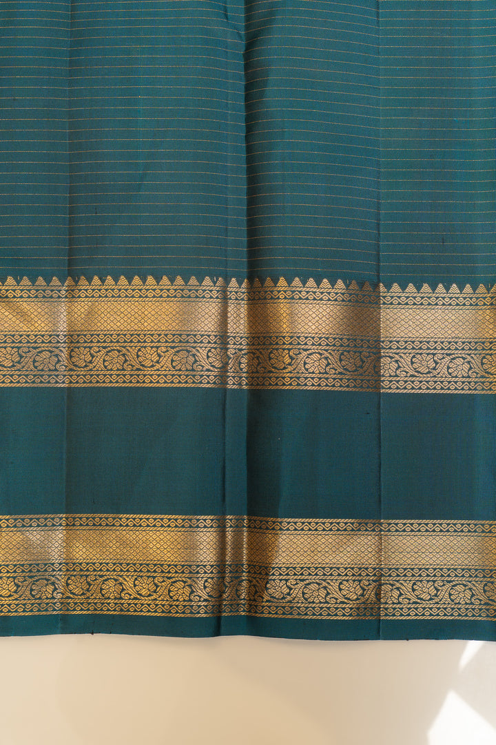 Maroon and blue vairaoosi checks pure Kanchipuram silk saree
