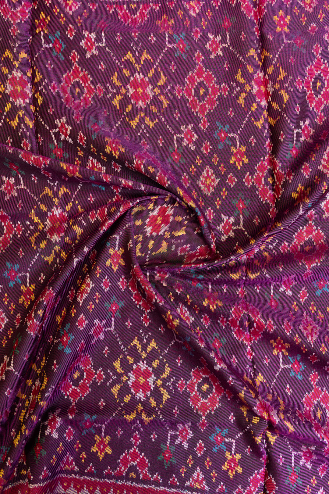 Purple twill pure ikat patan patola silk saree