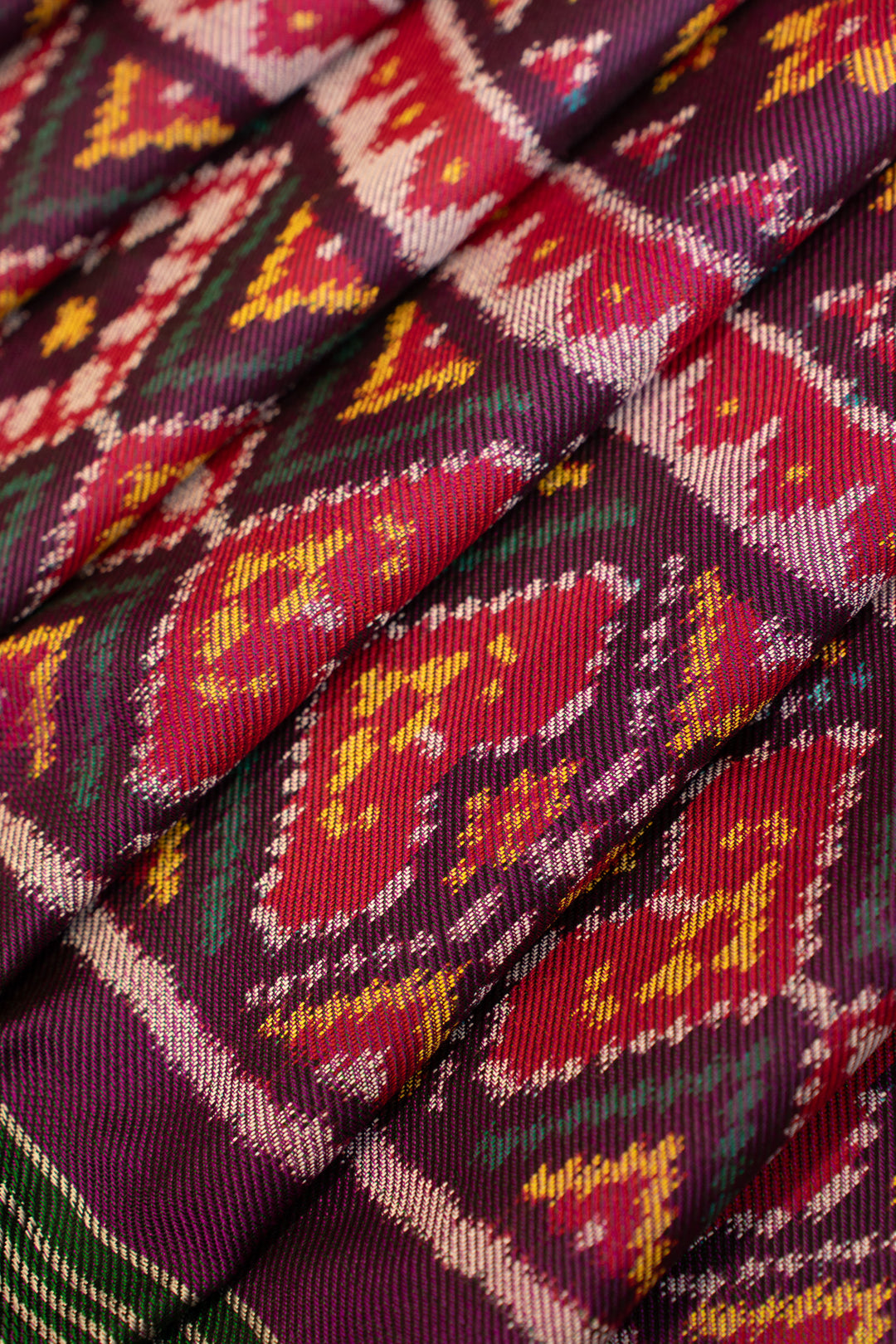 Purple twill pure ikat patan patola silk saree