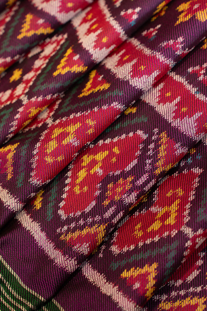 Purple twill pure ikat patan patola silk saree