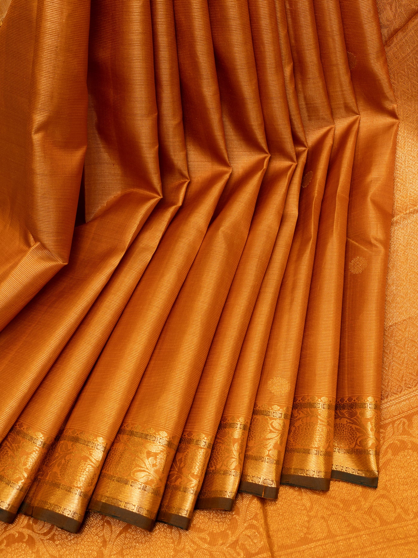 Rust orange vairaoosi pure Kanchipuram silk saree