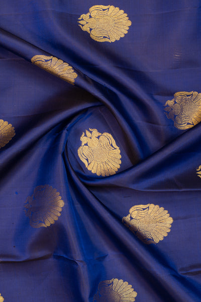 Royal Blue and Maroon iruthalaipakshi pure Kanchipuram silk saree