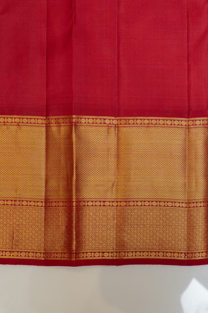 Sangria red iruthalaipakshi brocade pure Kanchipuram silk saree