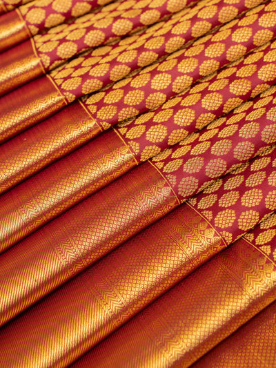 Maroon brocade pure Kanchipuram silk saree