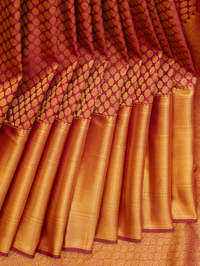 Maroon brocade pure Kanchipuram silk saree