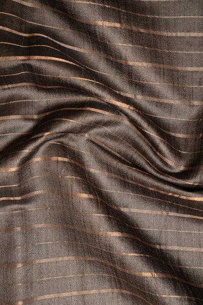 Grey Stripes Pichwai Handprinted Pure Tussar Saree - Clio Silks