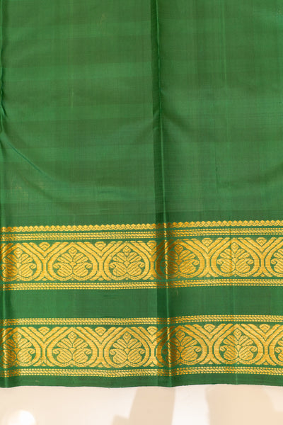 Green multi checks pure Kanchipuram silk saree