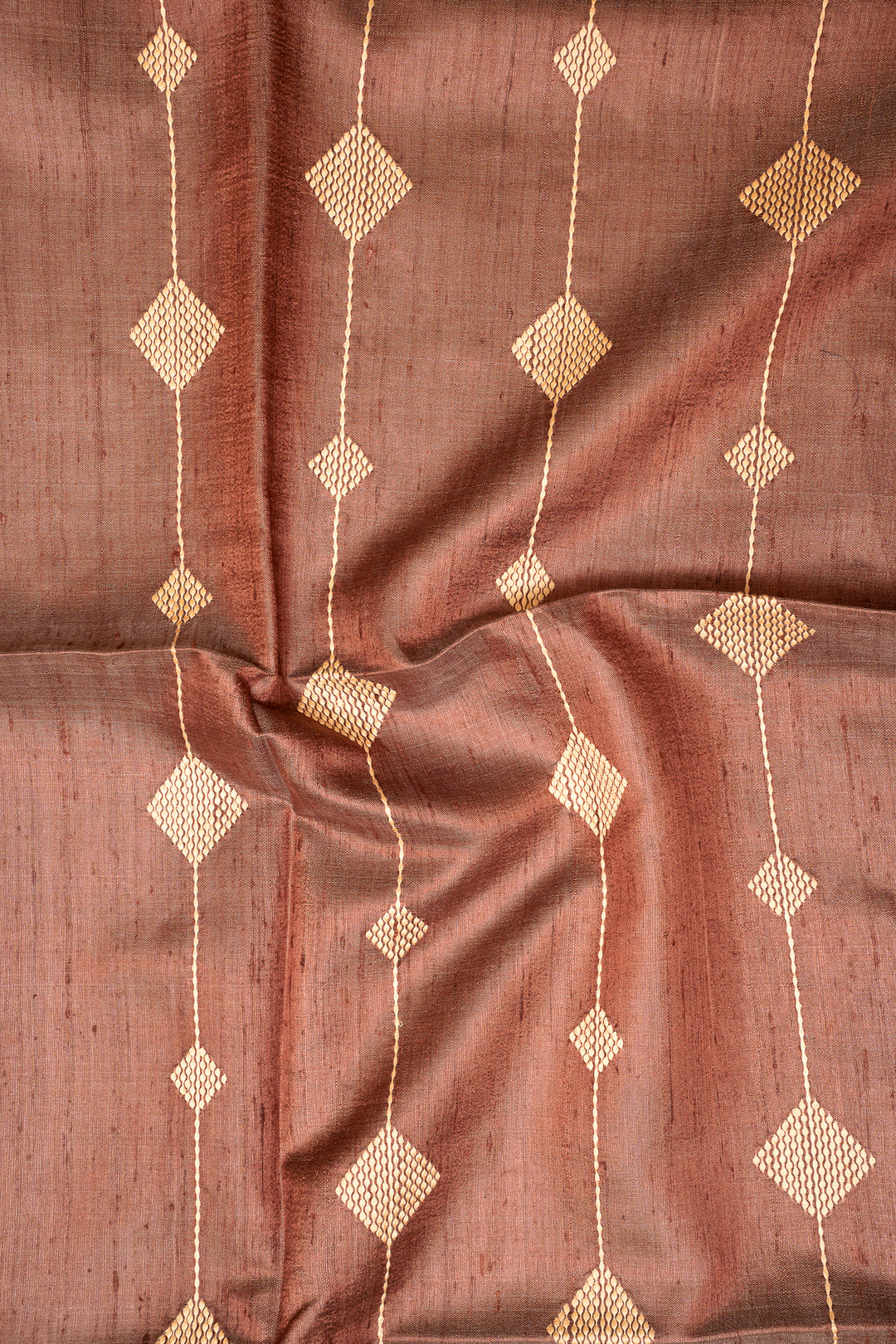Beige and Brown Pichwai HandPrinted Pure Tussar Saree - Clio Silks
