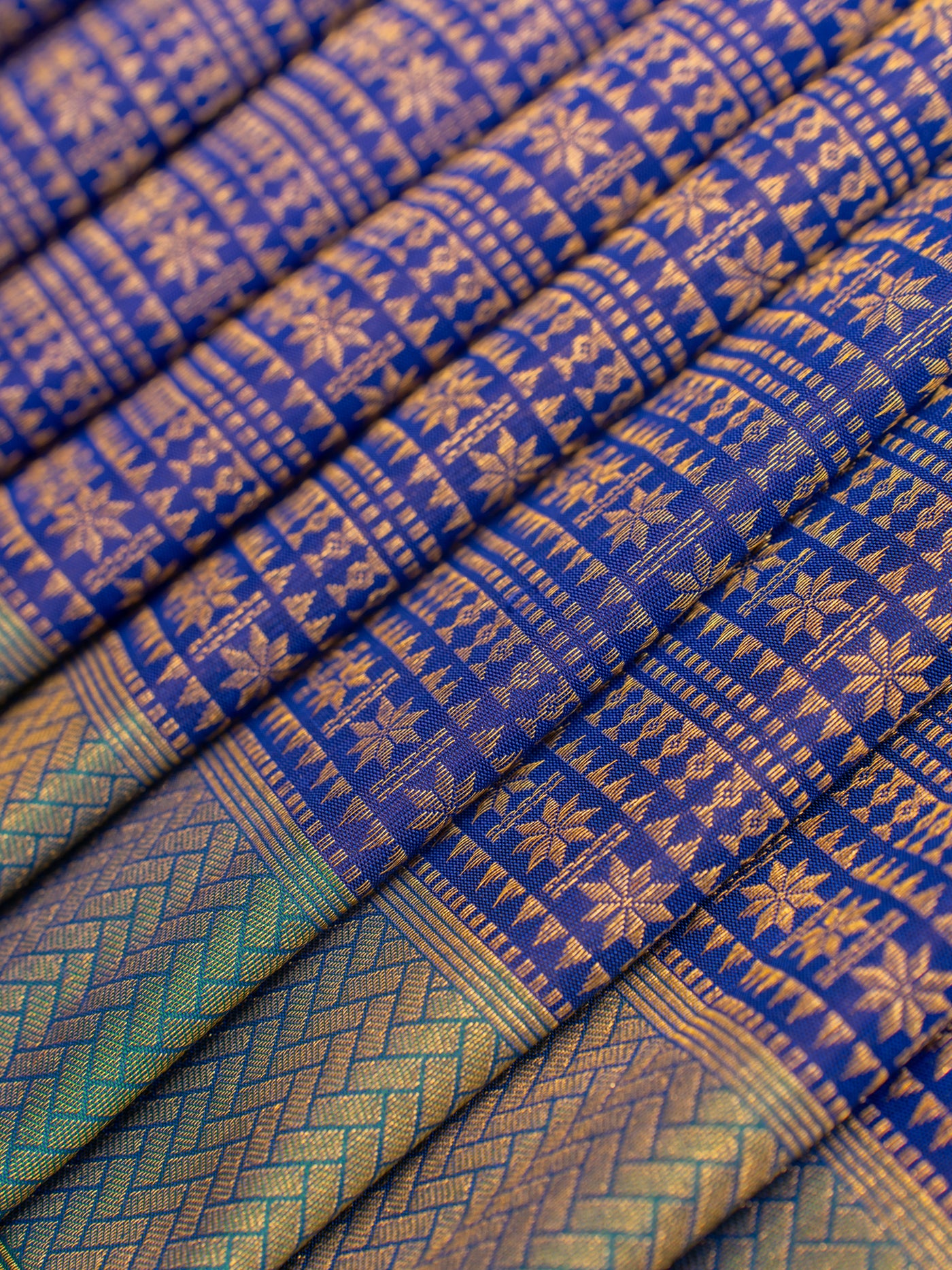 Indigo blue pure zari brocade Kanchipuram silk saree