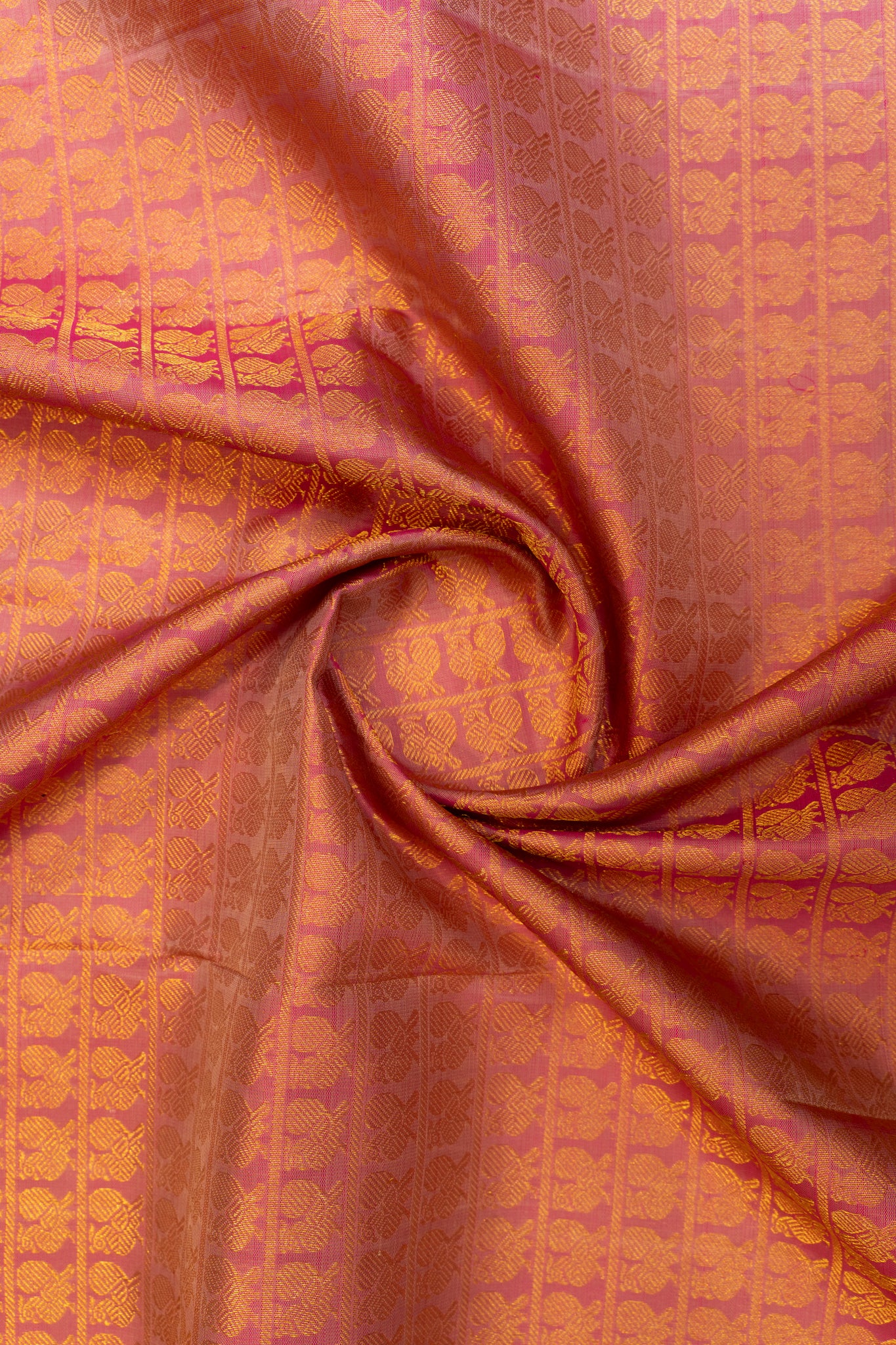 Coral pink ayiram annam pure brocade Kanchipuram silk saree