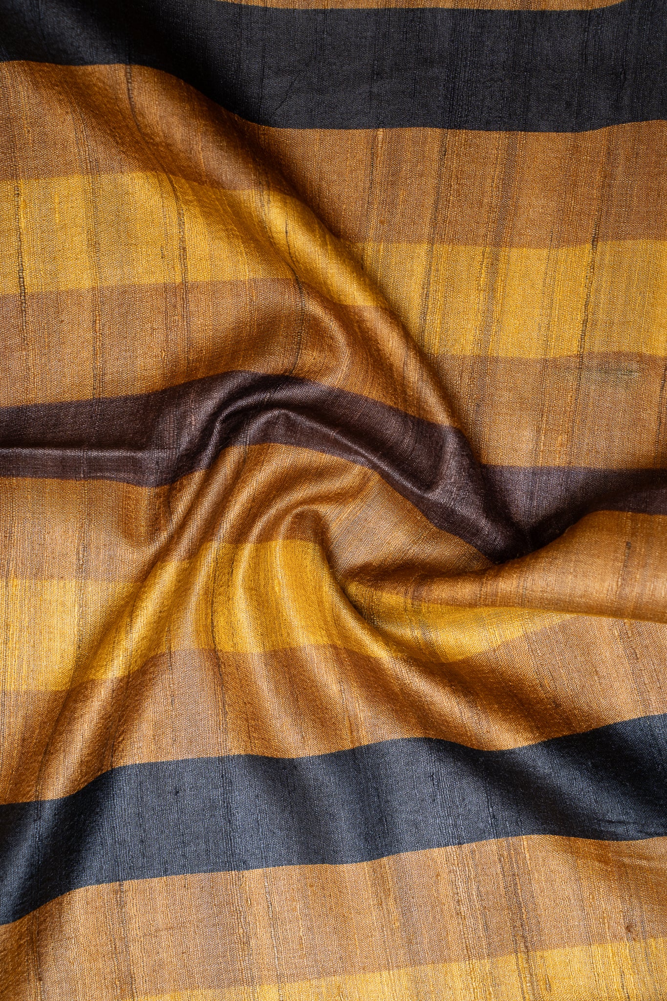 Mustard Hand Printed Pure Tussar Saree - Clio Silks