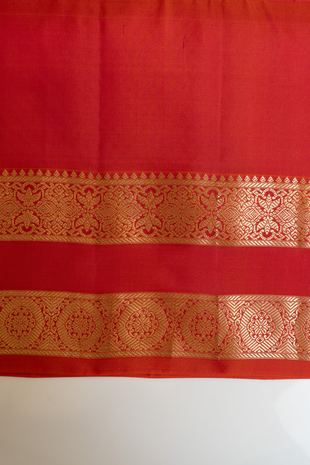 Pearl white and red pure soft silk saree