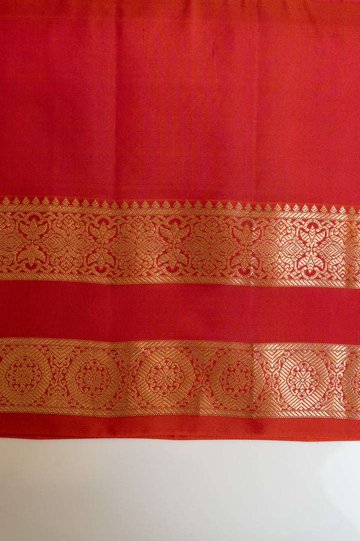 Pearl white and red pure soft silk saree