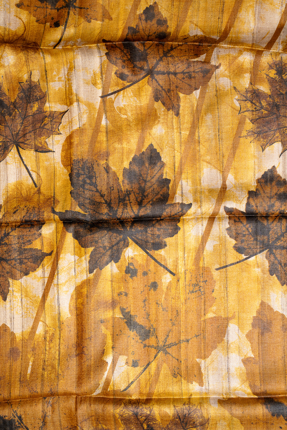 Mustard Hand Printed Pure Tussar Saree - Clio Silks