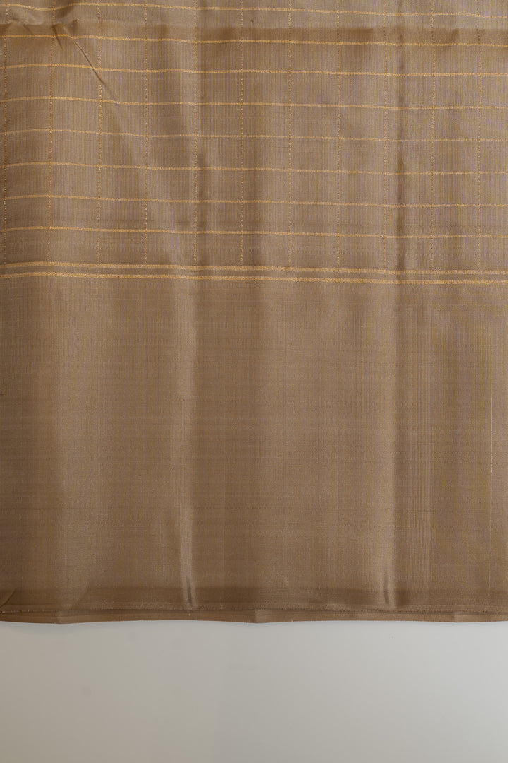 Aubergine purple checks pure soft silk saree