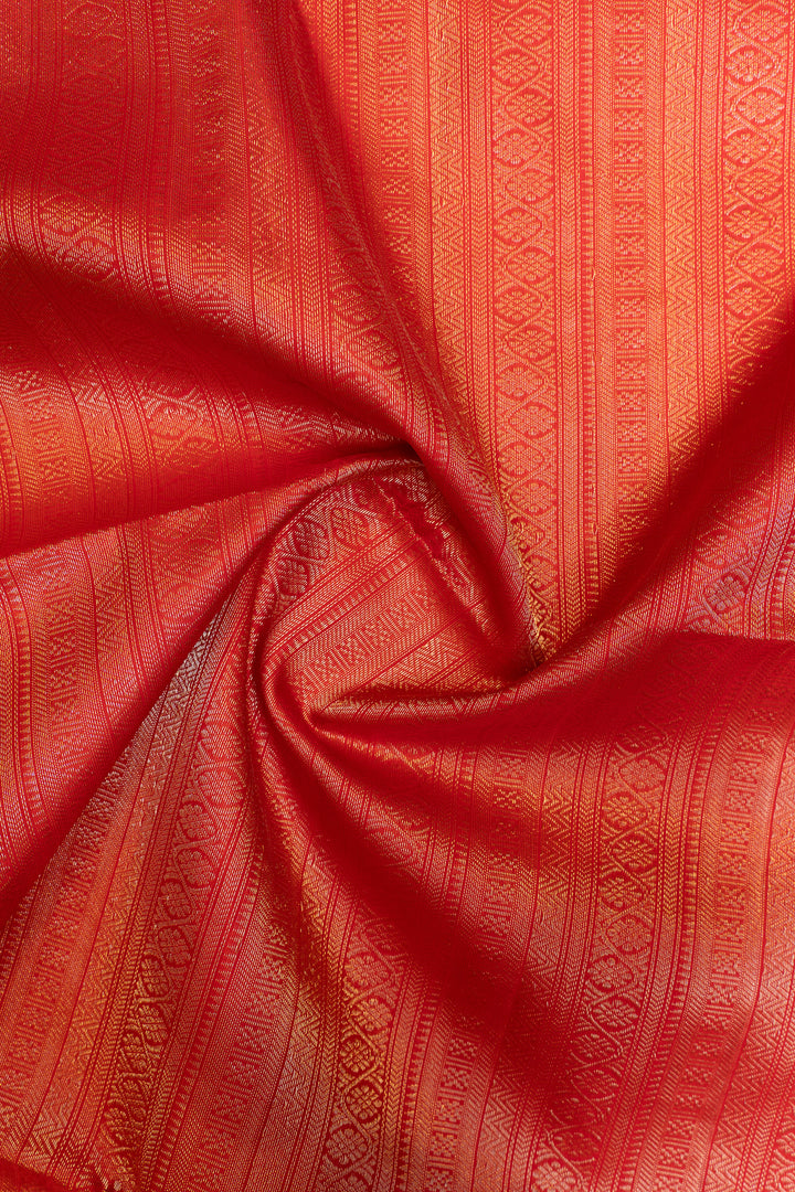 Yellow and red brocade checks pure soft silk saree