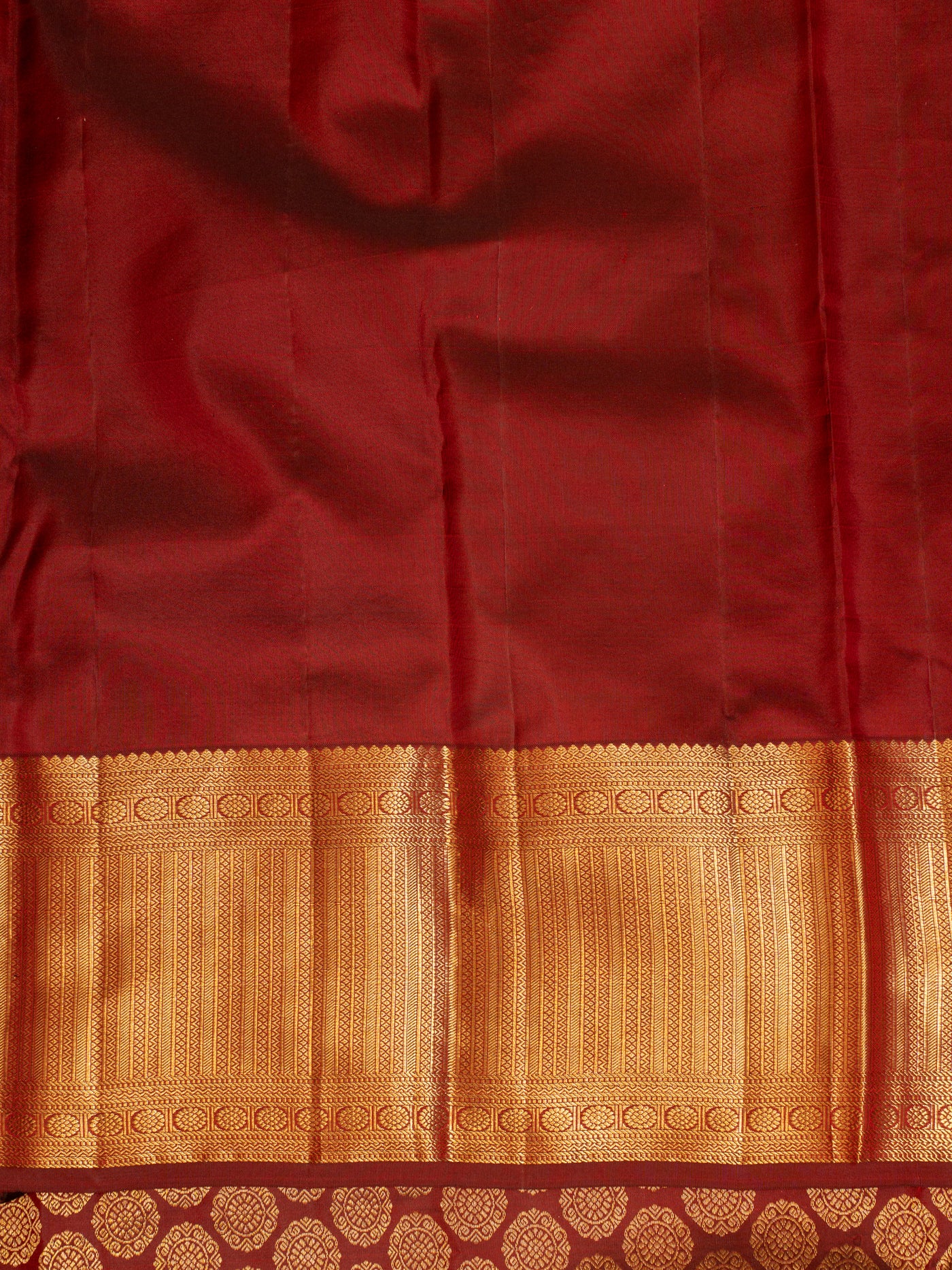 Maroon coin brocade pure Kanchipuram silk saree