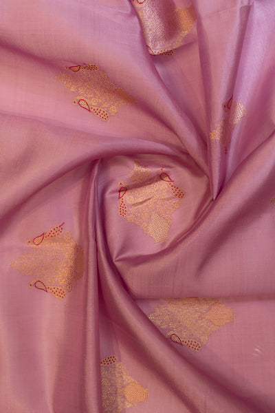 Lilac and yellow pure zari pastel Kanchipuram silk saree