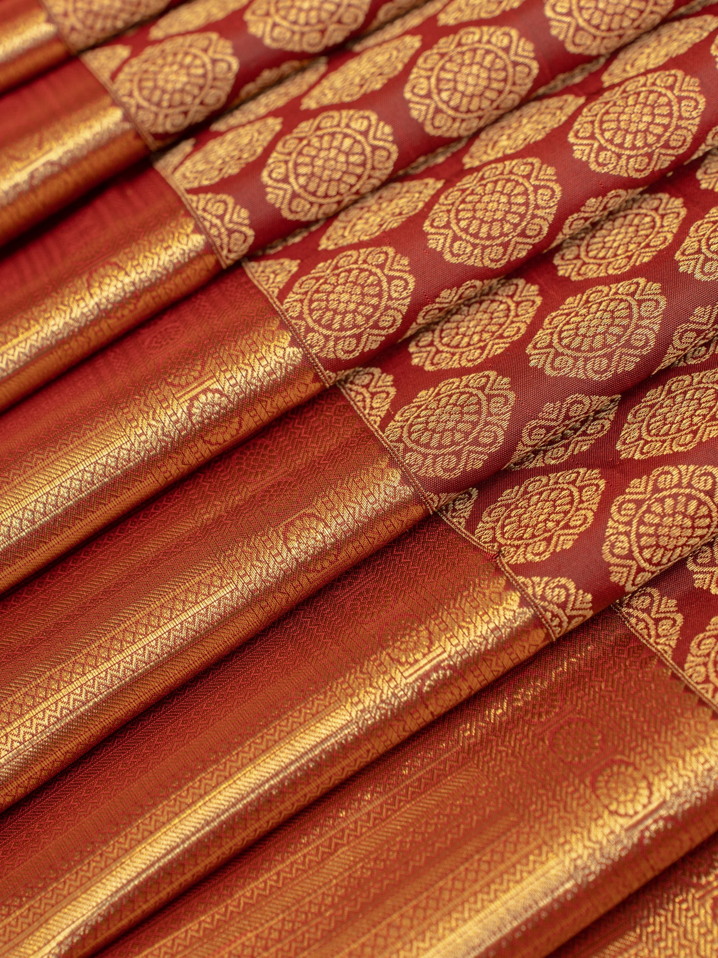 Maroon coin brocade pure Kanchipuram silk saree