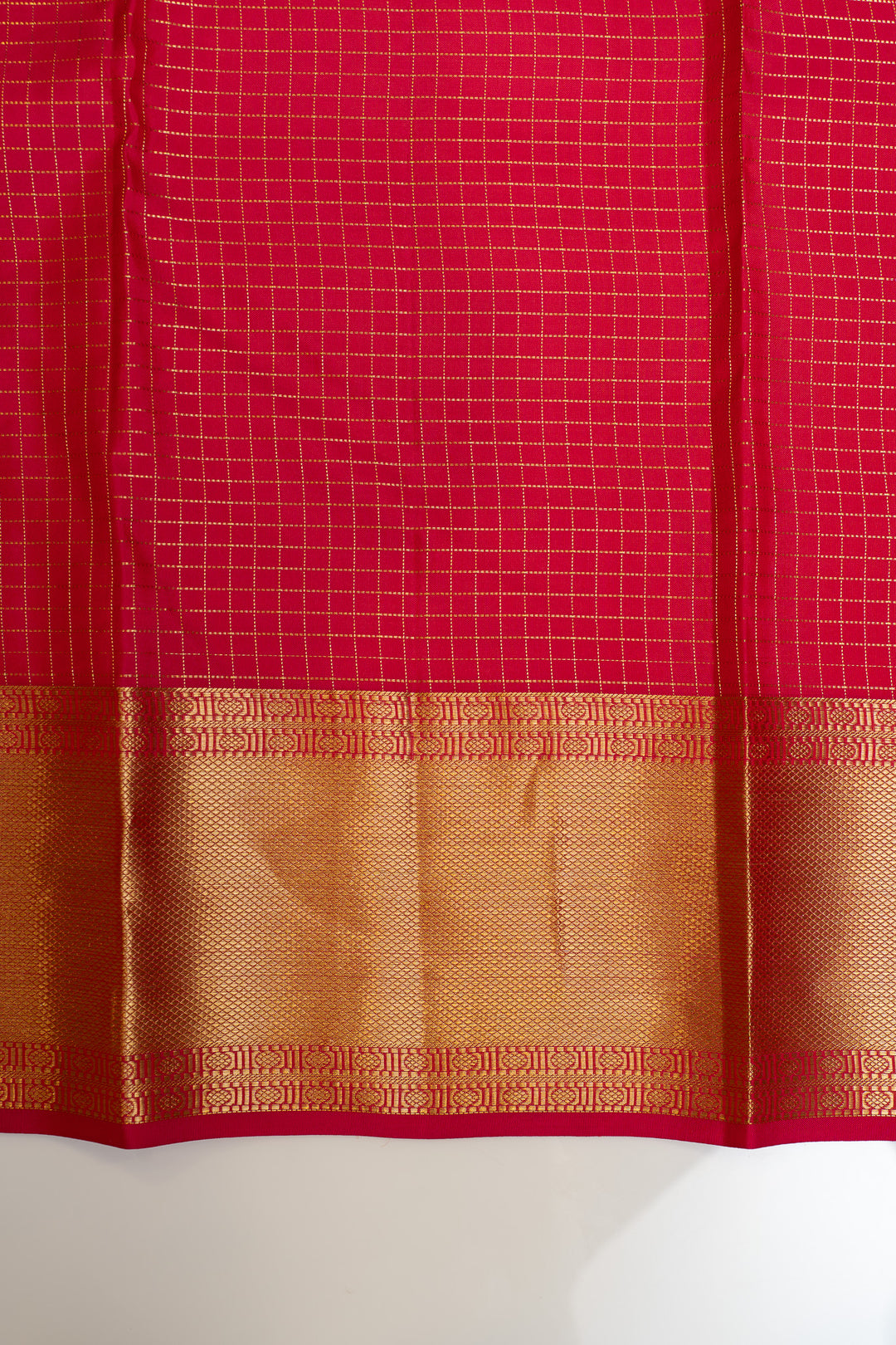 Orange checks pure silk saree