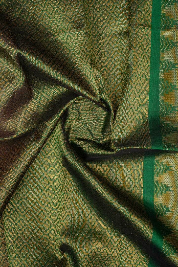 Pink and Green Korvai Podikattam Pure Silk Cotton Saree