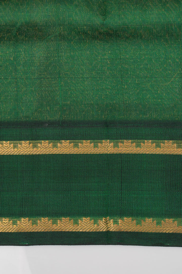 Pink and Green Korvai Podikattam Pure Silk Cotton Saree