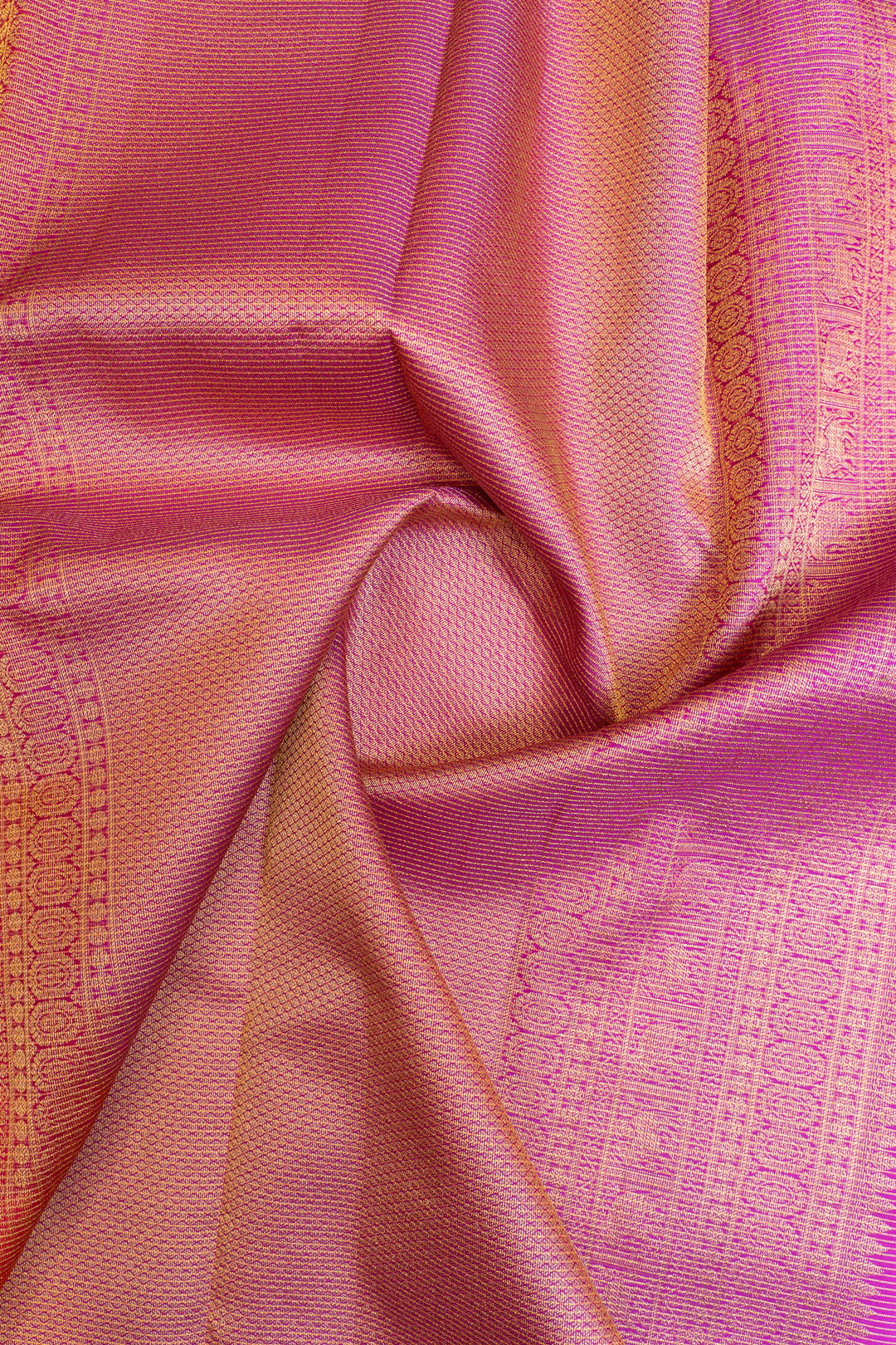 Magenta pink zari checks pure silk saree