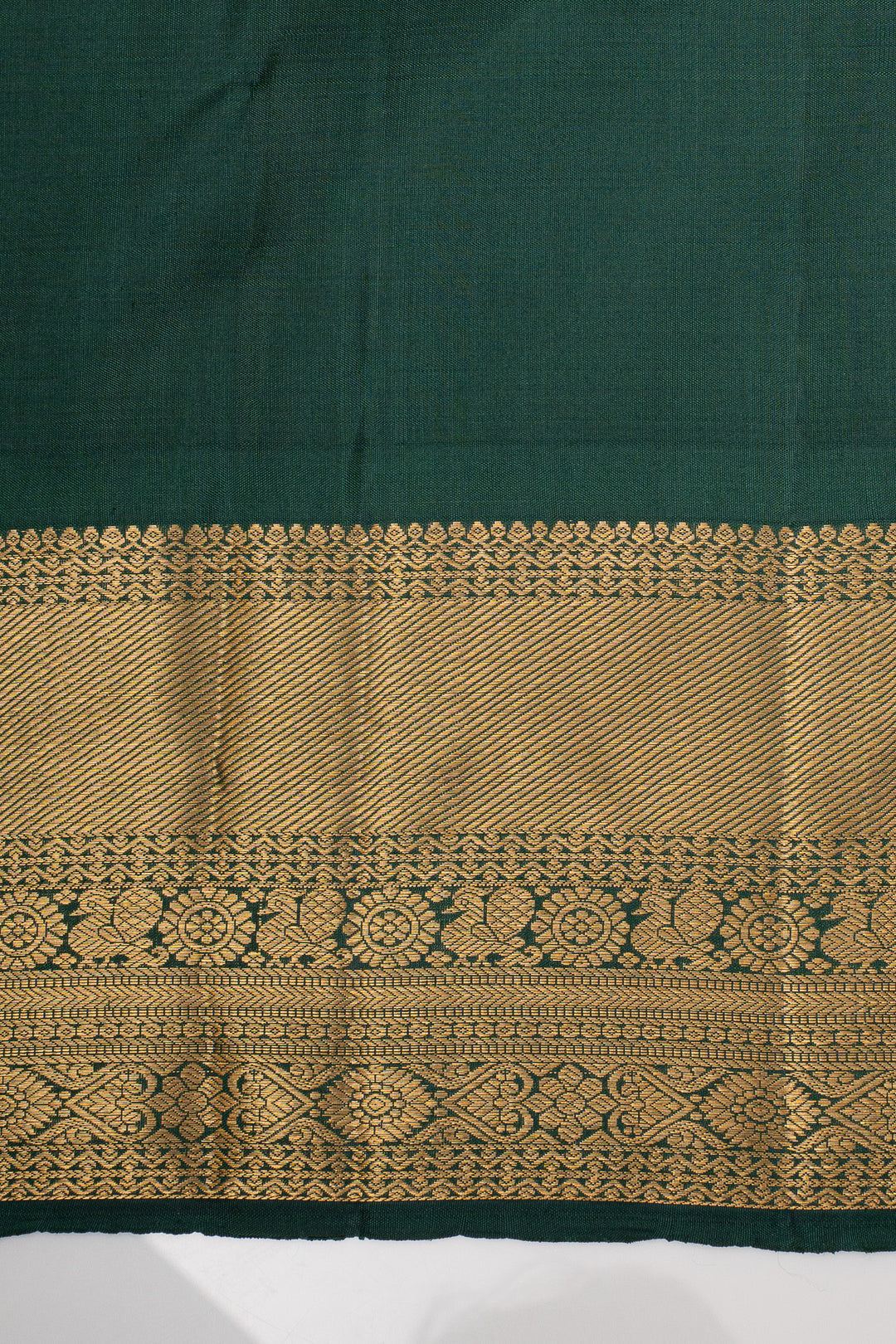 Mehandi Green Stripes Pure Kanchipuram Silk Saree