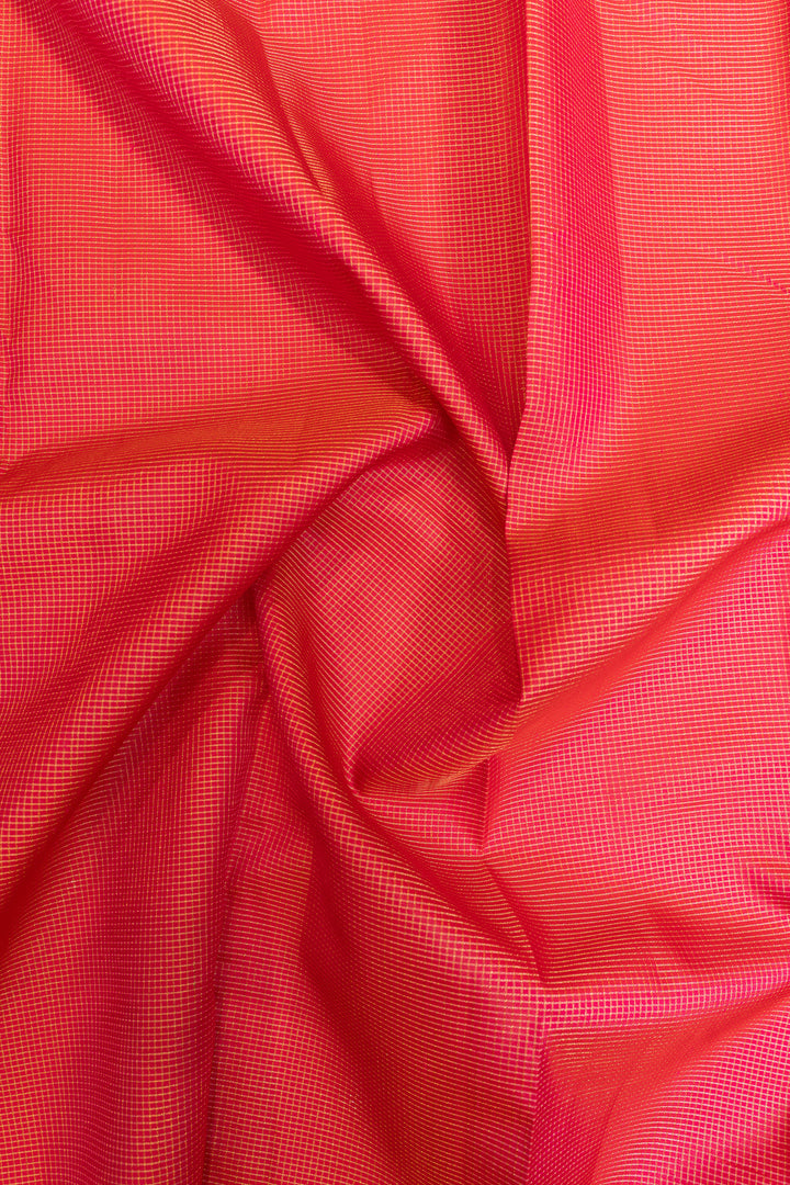 Magenta pink zari checks pure silk saree