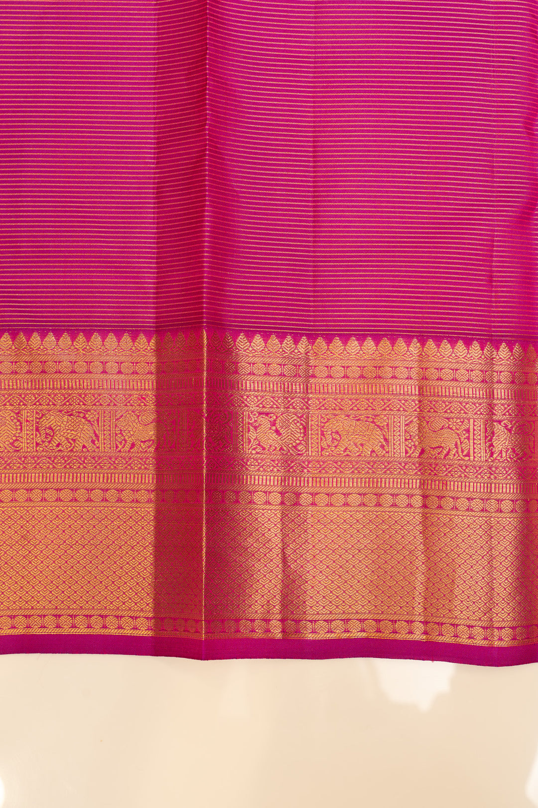 Magenta pink zari checks pure silk saree