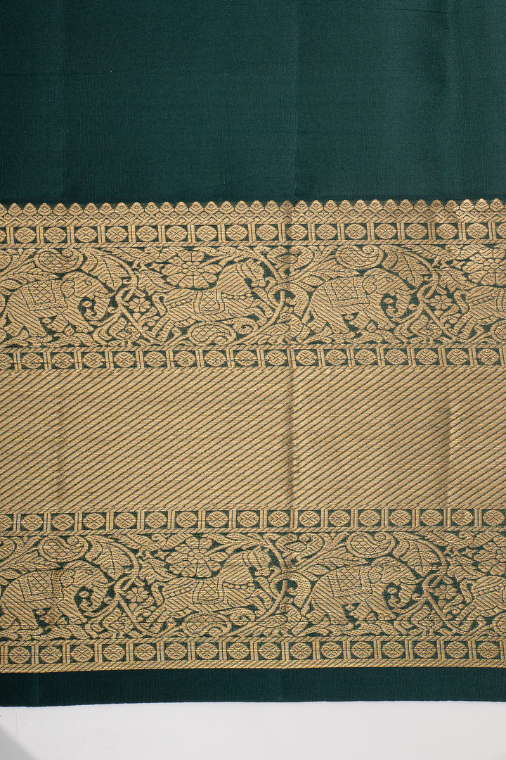 Bottle Green Traditional Pure Kanchipuram Silk Saree