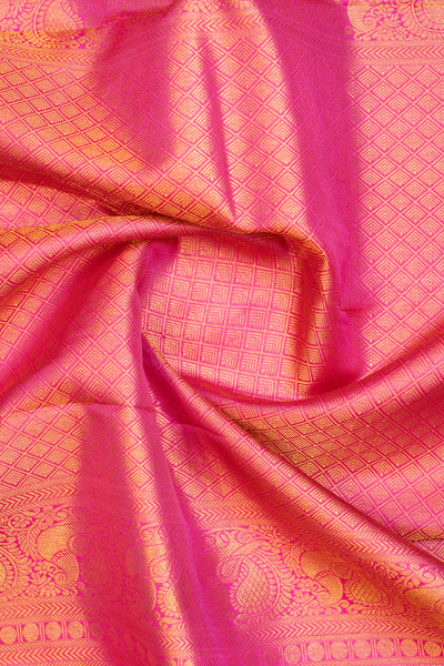 Khaki gold and Rani pink traditional pure Kanchipuram silk saree