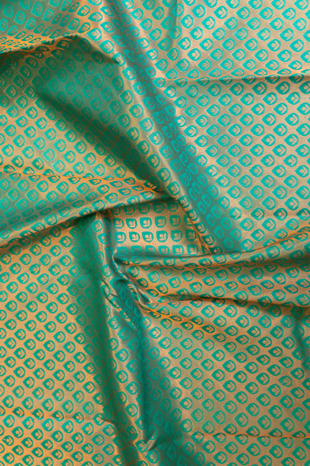 Cyan blue tear drop brocade pure Kanchipuram silk saree