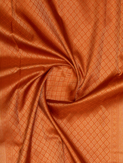 Rust orange thilakam brocade pure Kanchipuram silk saree