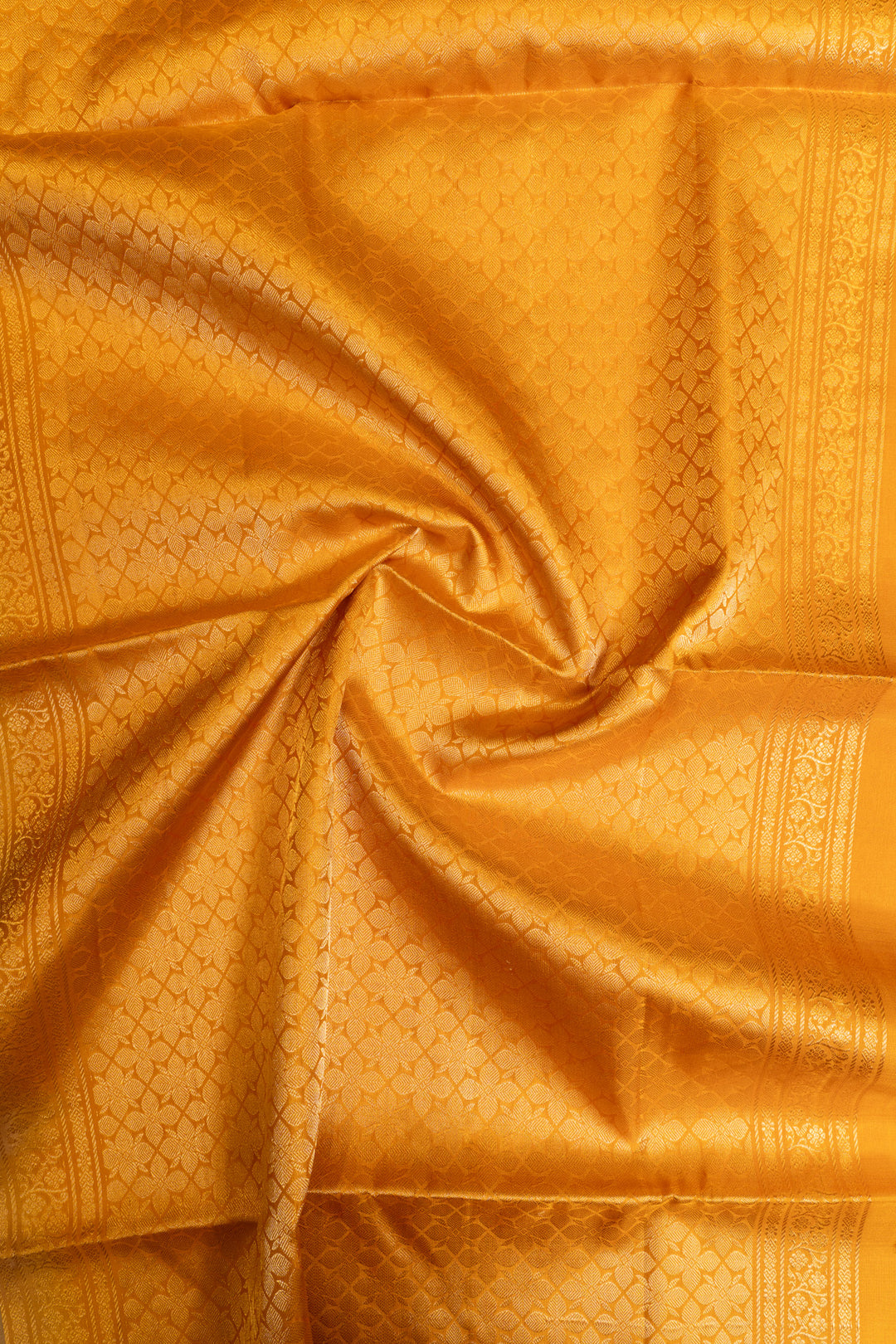 Beige and yellow ornamental&nbsp;Stripes pure soft silk saree