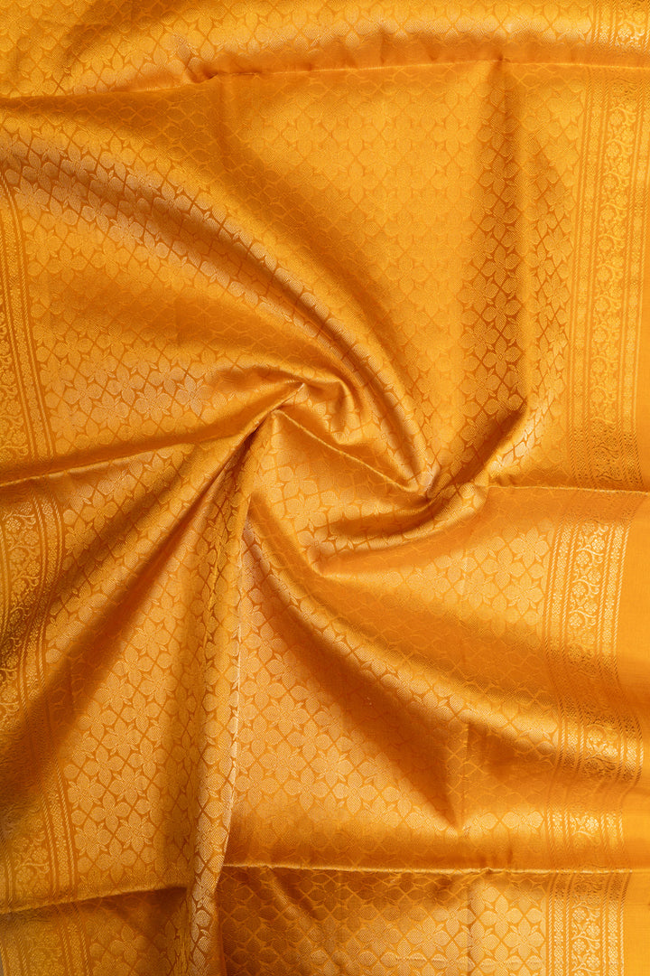 Beige and yellow ornamental&nbsp;Stripes pure soft silk saree