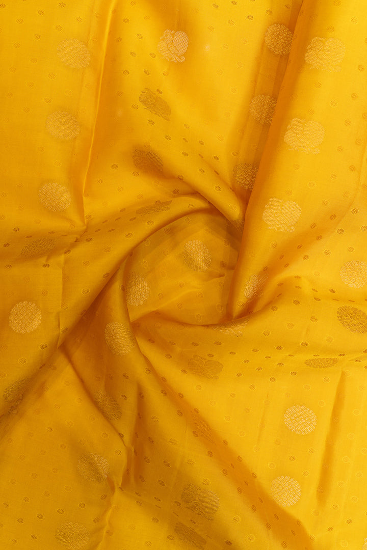 Golden yellow pure Kanchipuram silk saree