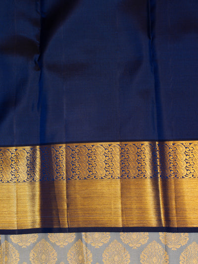 Bluish Grey Brocade Pure Kanchipuram Silk Saree