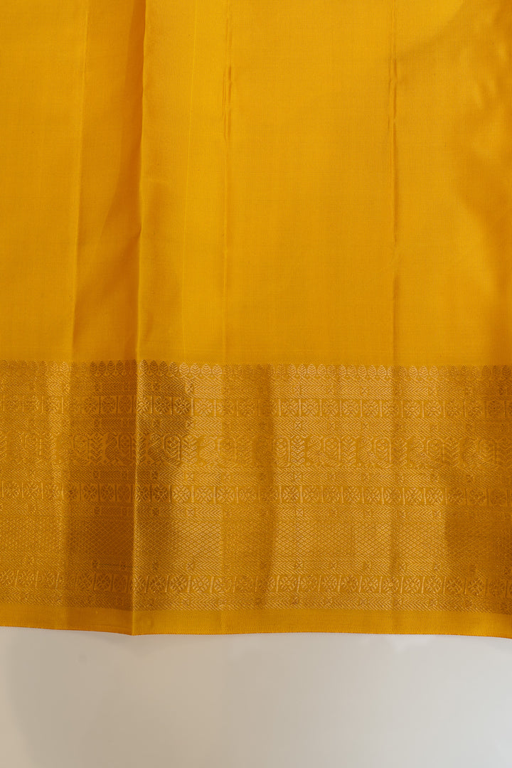 Golden yellow pure Kanchipuram silk saree