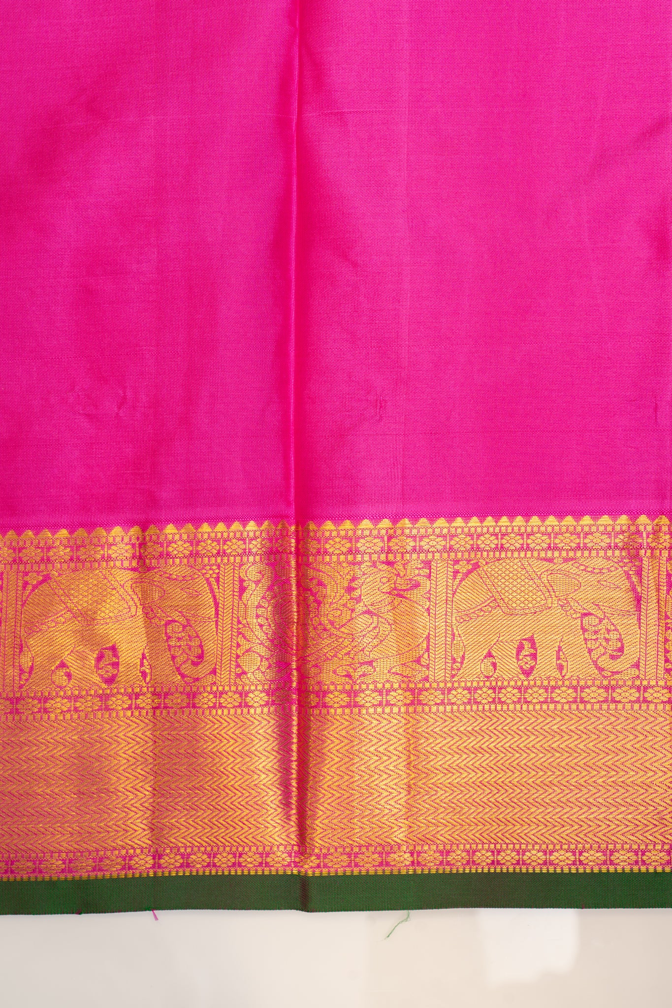 Khaki gold and Rani pink traditional pure Kanchipuram silk saree