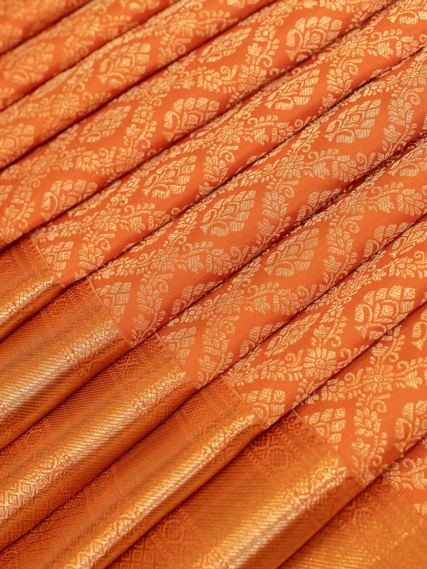 Rust orange thilakam brocade pure Kanchipuram silk saree