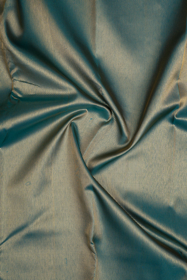 Peacock Blue Brocade Pure Kanchipuram Silk Saree
